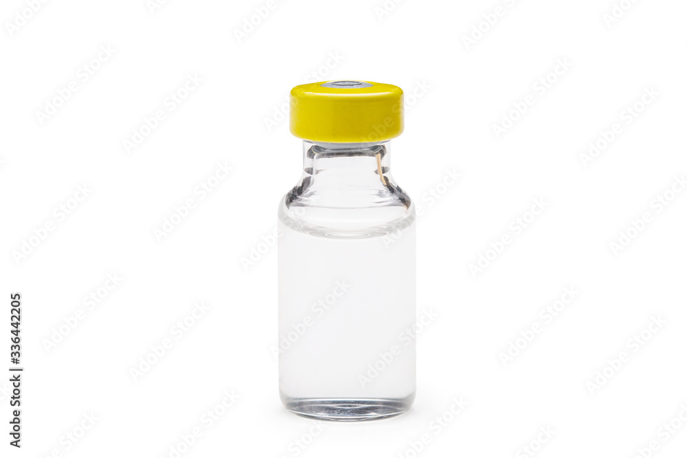Vaccine bottle  isolated on white background.