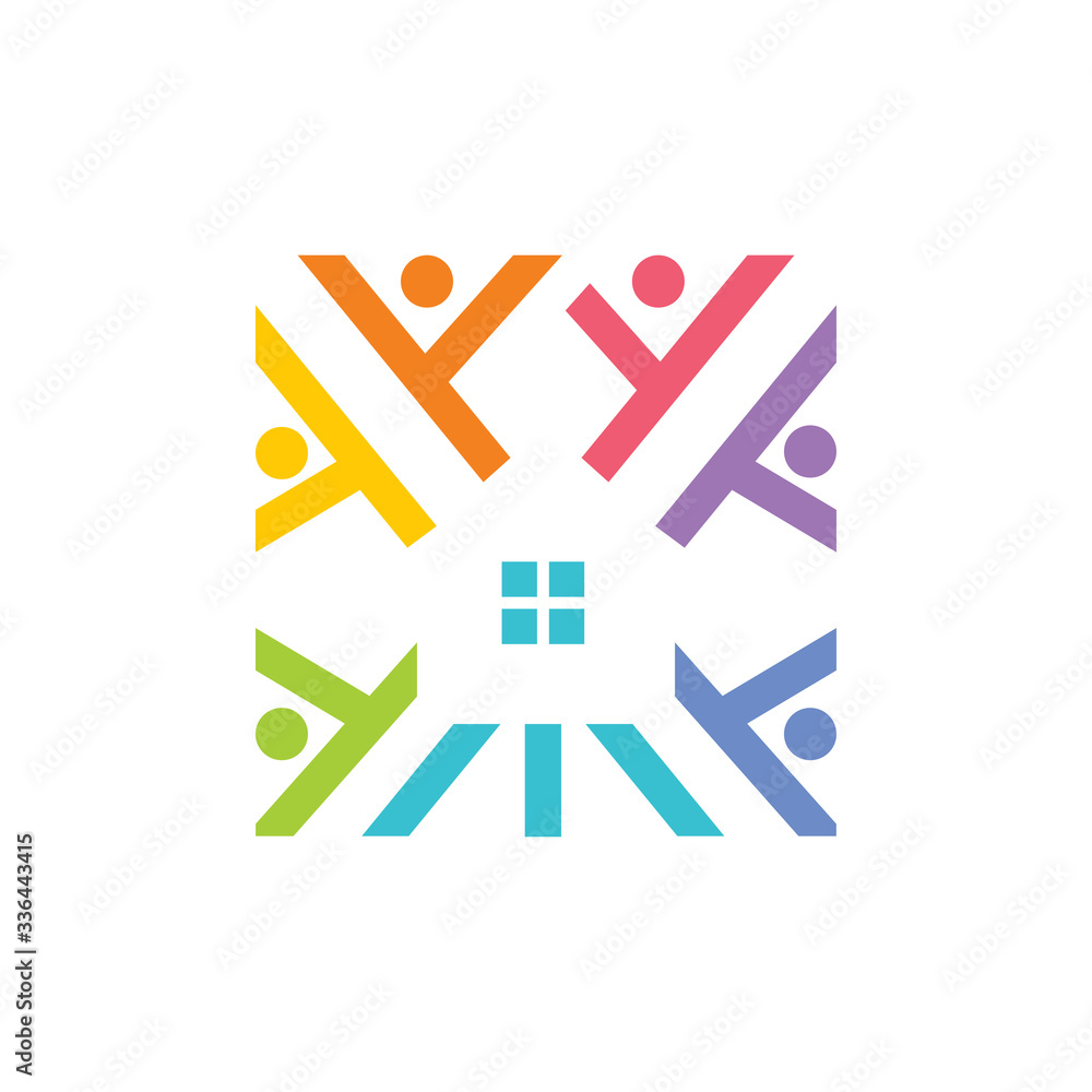 House People Group Community Logo Design Vector House People Group Community Logo Design Vector