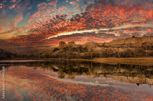 sunset over lake