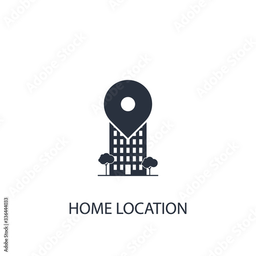 House with location sing icon. Simple real estate element illustration.