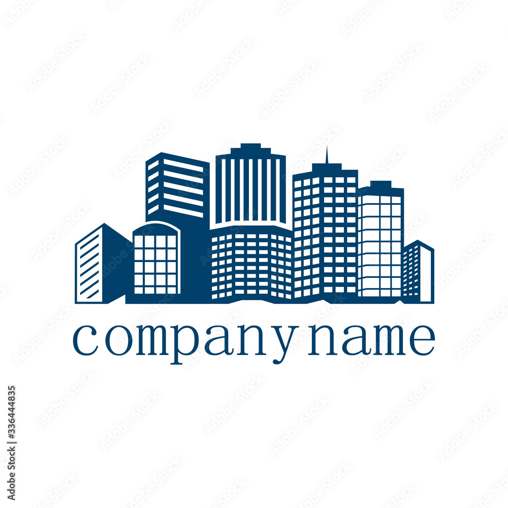 Building Real Estate and Construction Logo Design. City Skyline Residential Apartment Vector Graphic