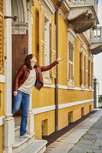 Woman checks the weather