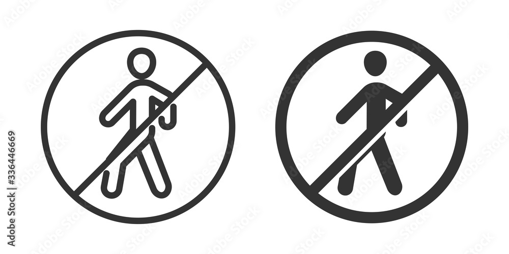 No walk icon in two versions in simple design. Vector illustration No walk icon in two versions in simple design. Vector illustration