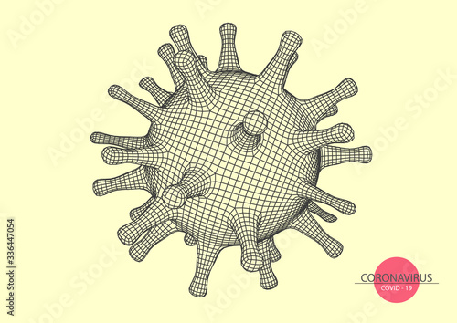 Coronavirus COVID-19 . 3 d virus model .Biotechnology, biochemistry, genetics and medicine concept.Vector illustration	