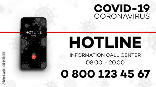 Information hotline call center Ncov (sars-cov-2, covid-19, coronavirus) support.