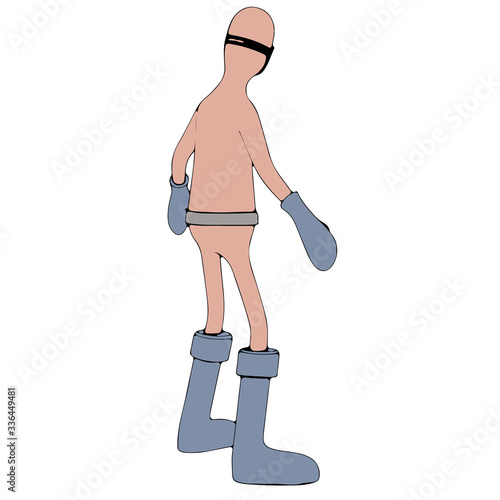 character in medical mask and gloves vector in different views