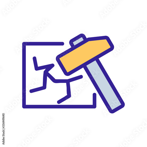 break the glass icon vector. break the glass sign. color contour symbol illustration