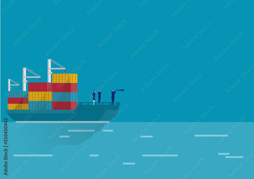 business logistic with maritime freight transportation container in dock vector.