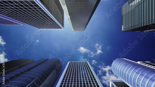 Modern Skyscraper Buildings office City Day Sky 3D illustration images