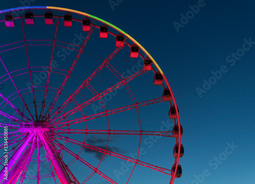 The big wheel in the Old Port of Montreal is shown