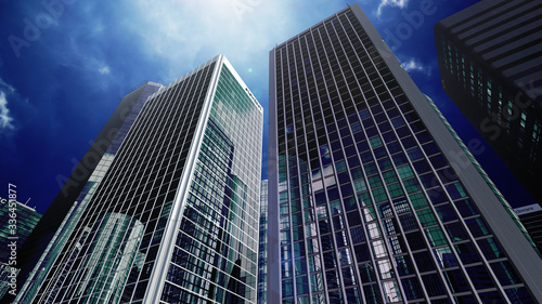 Modern Skyscraper Buildings office City Day Sky 3D illustration images