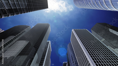 Modern Skyscraper Buildings office City Day Sky 3D illustration images