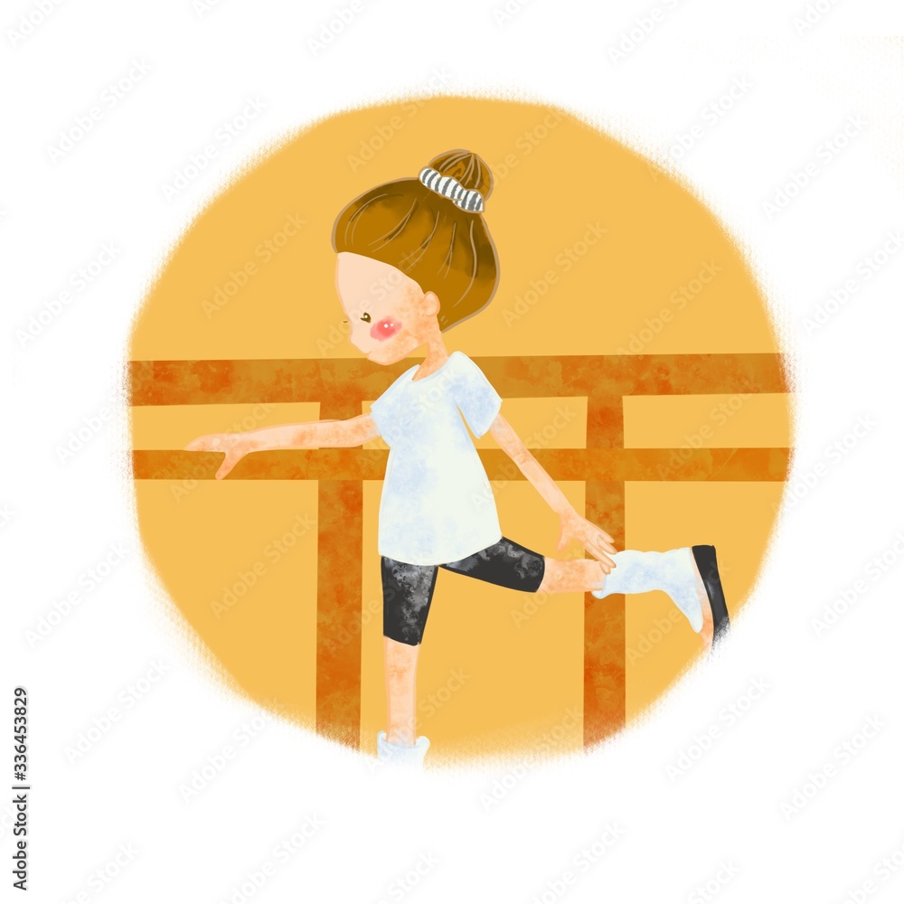 : little girl dancing with sportswear 