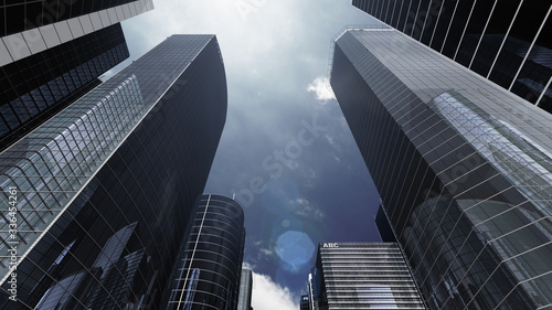 Modern Skyscraper Buildings office City Day Sky 3D illustration images