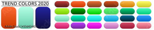 2020 color trend palette. Set of color gradients for design. Vector illustration
