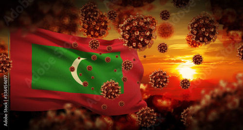 Wallpaper Mural COVID-19 Coronavirus 2019-nCov virus outbreak lockdown concept concept with flag of Maldives. 3D illustration. Torontodigital.ca