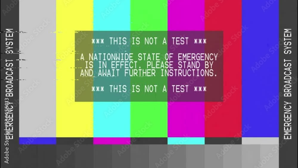 Bad Alert Script Emergency broadcast system. Bad signal. Corrupted Alert message. Video ...