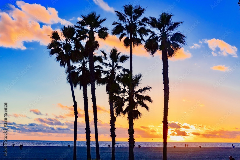 Santa Monica Beach in California at sunset
