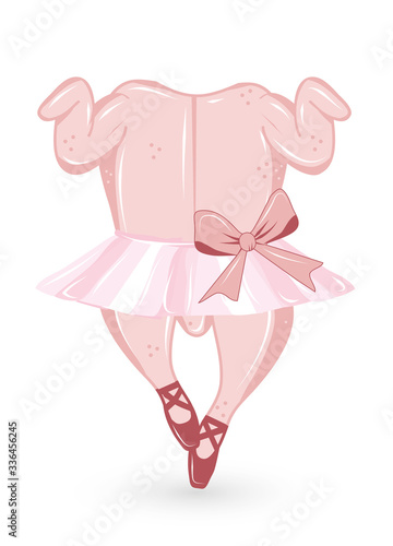 Ballerina Brathähnchen mit Tütü und Ballettschuhe