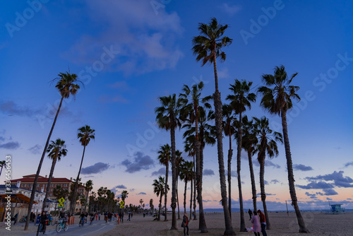 Santa Monica Beach in California at sunset © DD25
