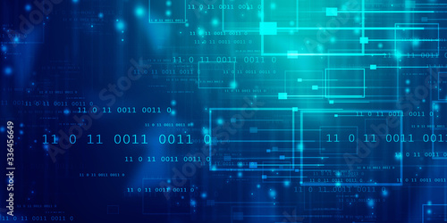 Wallpaper Mural 2d illustration abstract digital binary data on computer screen Torontodigital.ca