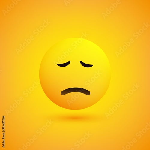 Sad Pensive Face - Emoticon - Vector Design