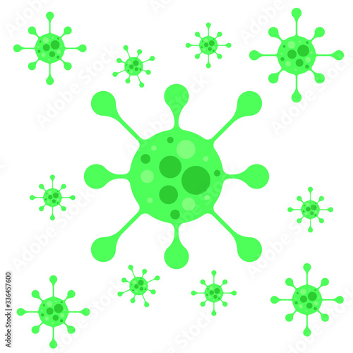 Dangerous viruses, such as Ebola virus, the Mers virus, Coronavirus and more. Vector illustration, isolated on white background
