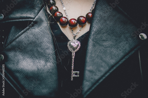 necklace with heart and key