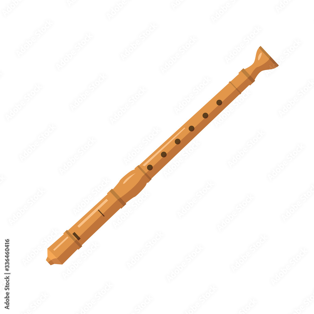 Naklejka premium Block flute flat icon. Woodwind instruments, concert, performance. Musical instruments concept. illustration can be used for topics like music, leisure, culture