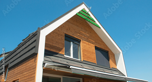 Fotografie Energy efficient house, solar panel , blinds, sun protection