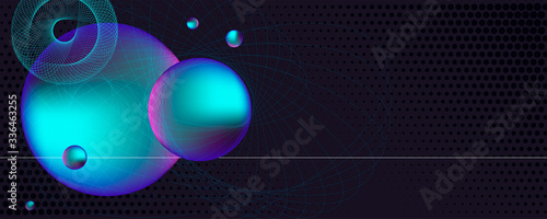 3d neon space modern abstract liquid poster design, abstract design for web landing