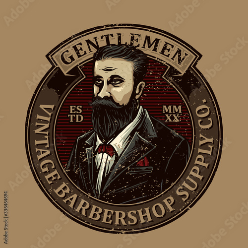 vector of vintage barbershop emblem logo