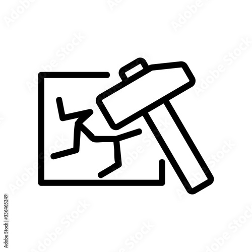 break the glass icon vector. break the glass sign. isolated contour symbol illustration