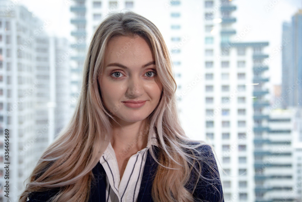 Happiness business woman manager smile portrait working job at desk. Happiness business woman manager smile portrait working job at desk.