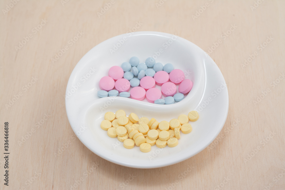 plate with colored pills against poisoning plate with colored pills against poisoning