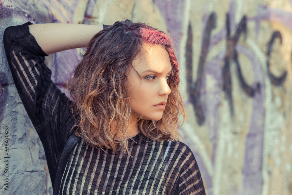 Beautiful woman looking ahead sad. Beautiful woman looking ahead sad.
