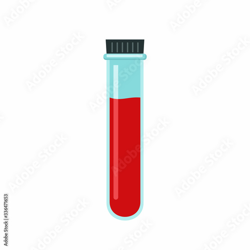 A flat-style test tube icon with a blood sample.