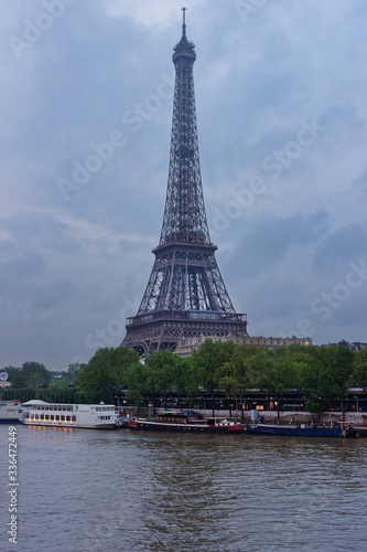Eiffel Tower and Seine River in Paris in France