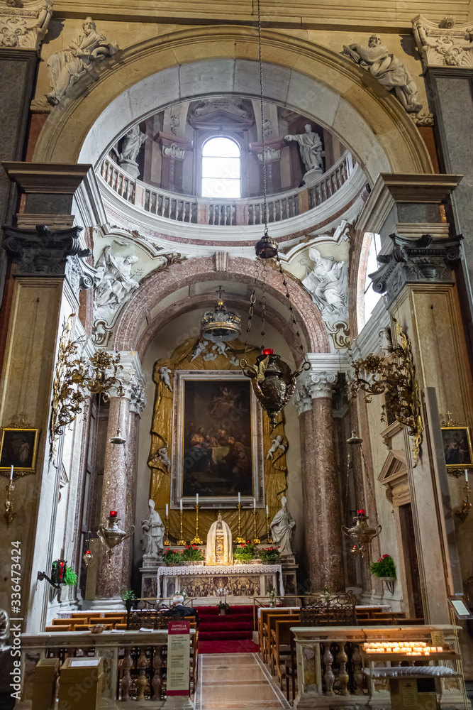 The side altat in interior of the Duomo Cattedrale di S. Maria Matricolare cathedral in Verona, Italy