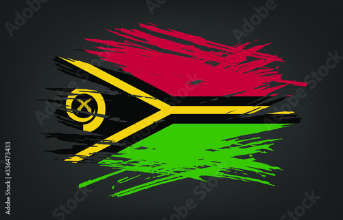 Grunge flag of Vanuatu. Vector illustration of grunge texture on transparent background.