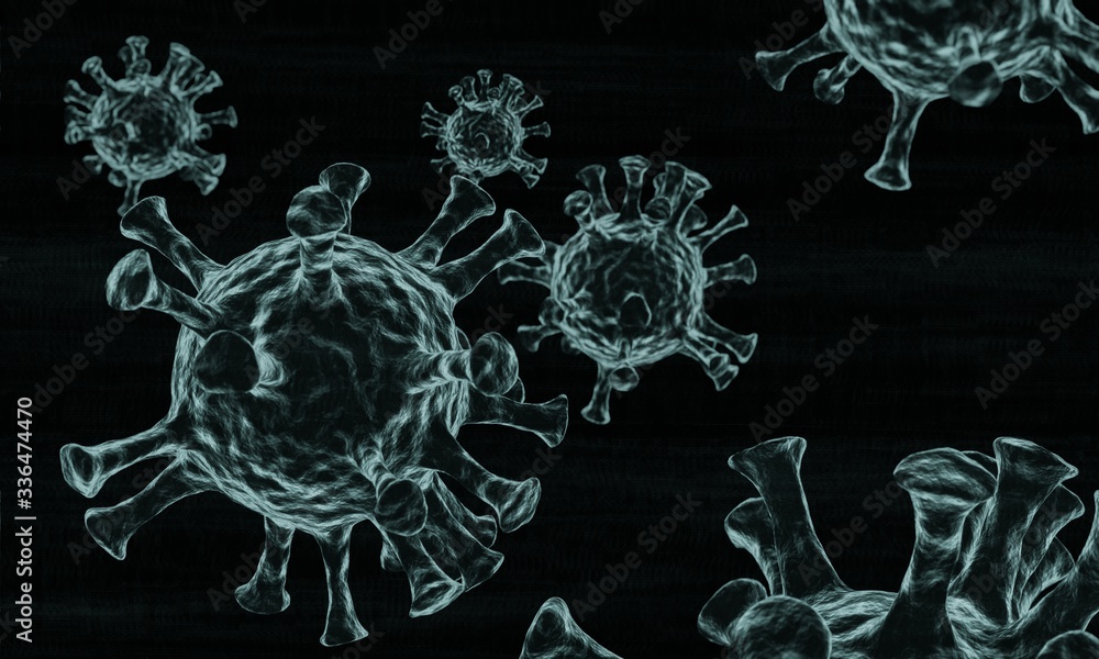 Naklejka premium model 3D covid19 and coronavirus. 