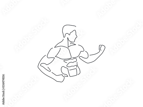 Bodybuilding isolated line drawing, vector illustration design. Sport collection.