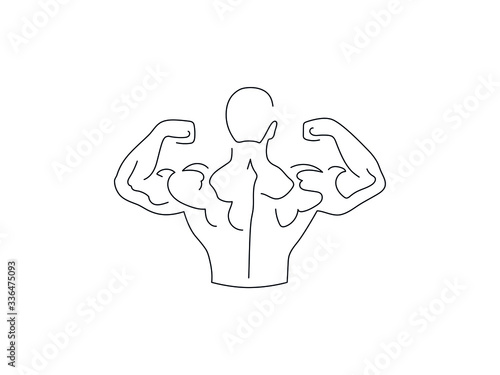 Bodybuilding isolated line drawing, vector illustration design. Sport collection.