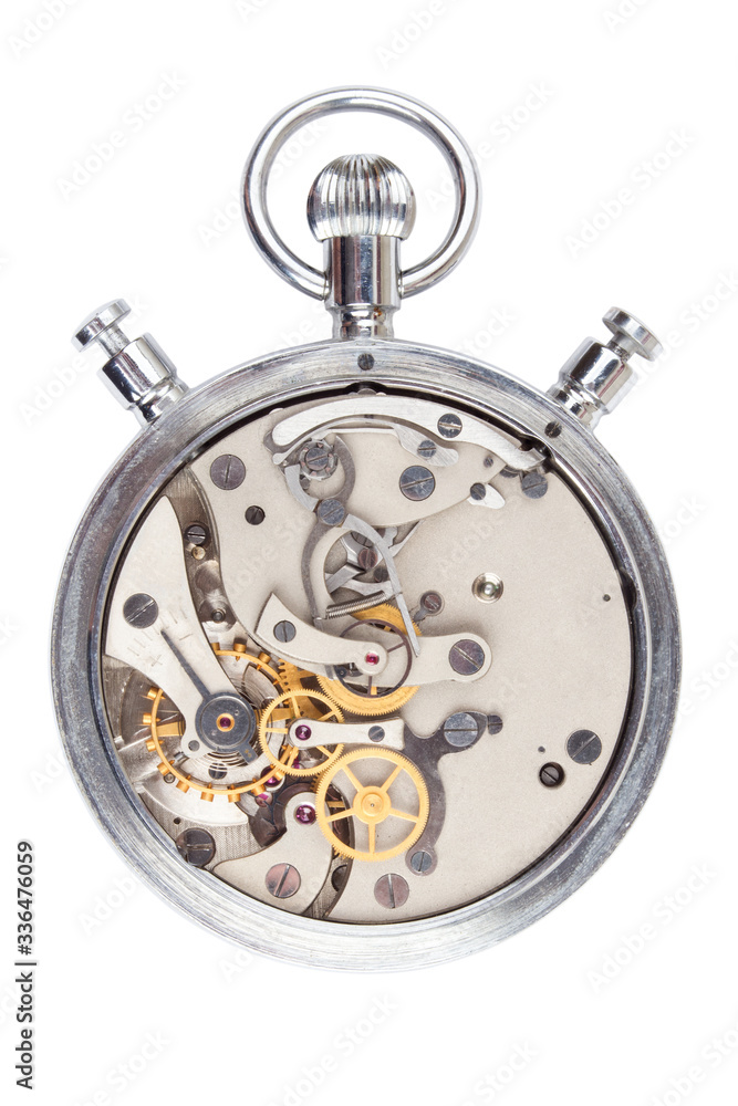 Old stopwatch over white without cover Old stopwatch over white without cover