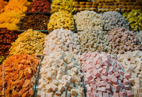 dried fruits and nuts for sale at the spice market, Istanbul