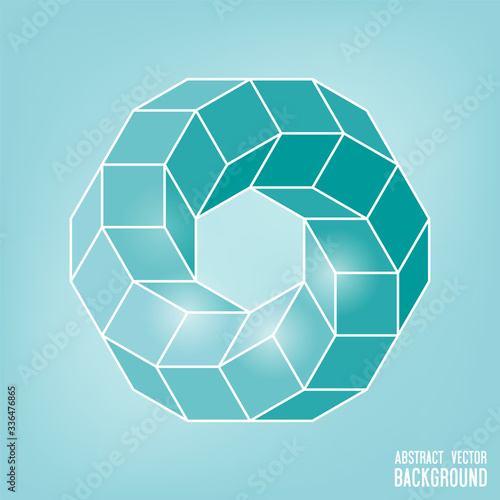 Challenging spiral rhomboid Shape in blue. vector illustration.