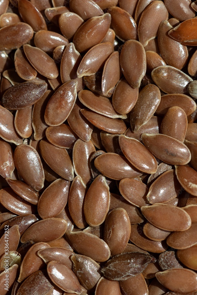 A solid background of peeled flaxseed macro
