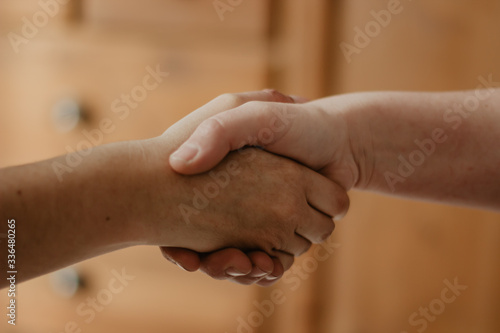 close up of handshake