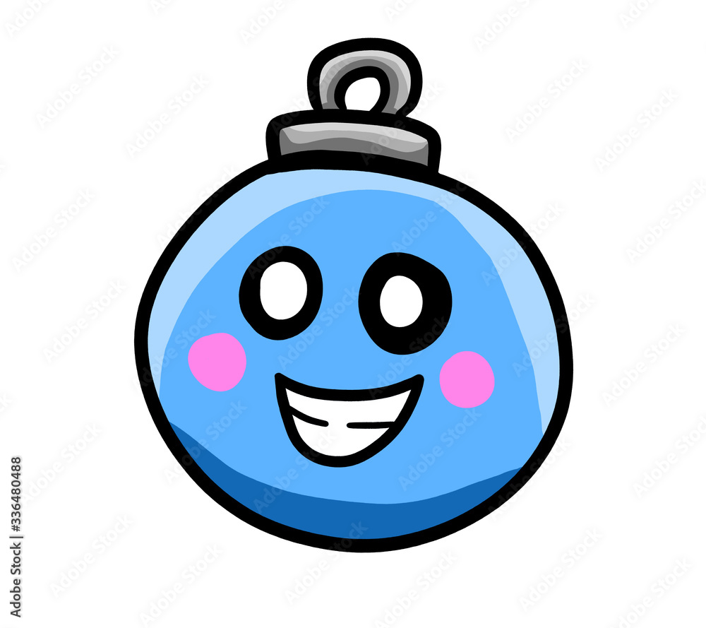 Cartoon Stylized Happy Christmas Bulb Cartoon Stylized Happy Christmas Bulb