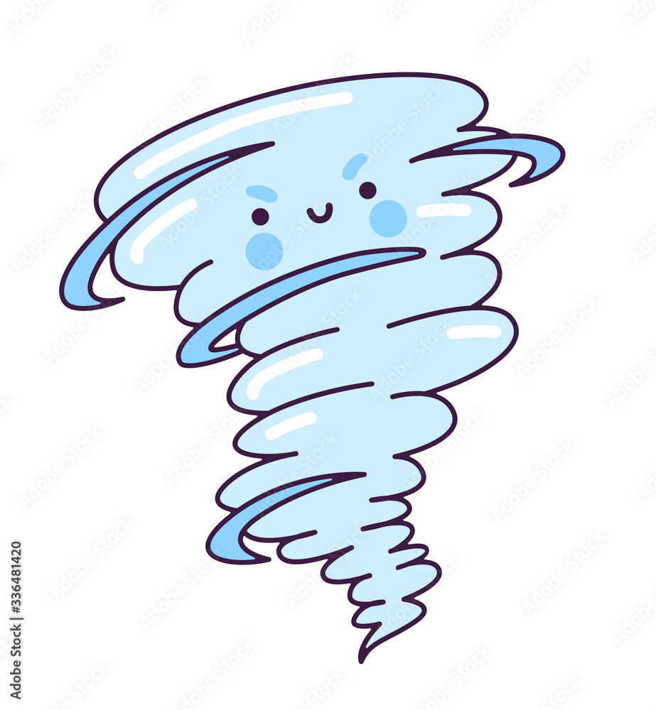 Cute Little Tornado With Funny Face Simple Cartoon Character Vector 